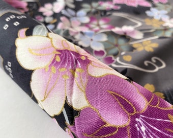 Japanese Fabric - Lily and Cherry Blossoms Print