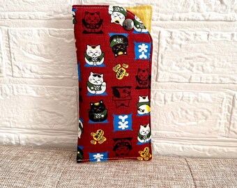 Fabric Glasses Case , Maneki neko design , Eyeglasses case