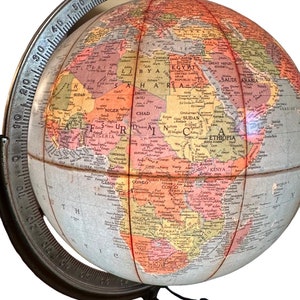 Vintage Replogle Light Up Globe 12 Inch Diameter On Stand. 36" Tall