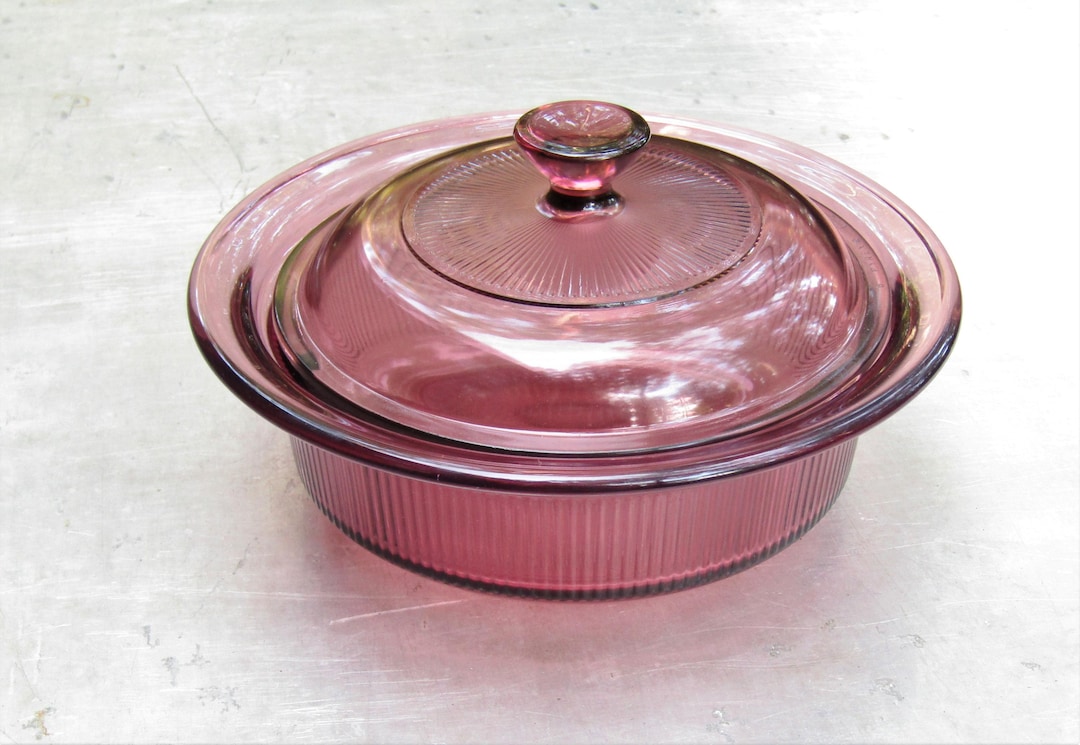 Pyrex Cranberry Pyrex Visions Cranberry 24 Oz. 750 Ml. Casserole Dish With Lid V-30-B ...