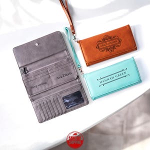 Cartera de mujer personalizada, Cartera de mujer personalizada, Cartera de cuero, Cartera grabada, Cartera de mujer con monograma, Cartera de cuero para mujer, Regalo para ella