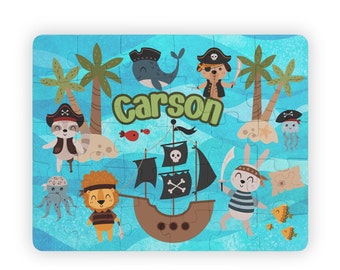 Rompecabezas infantil de piratas personalizado, 30 piezas, regalo con nombre personalizado