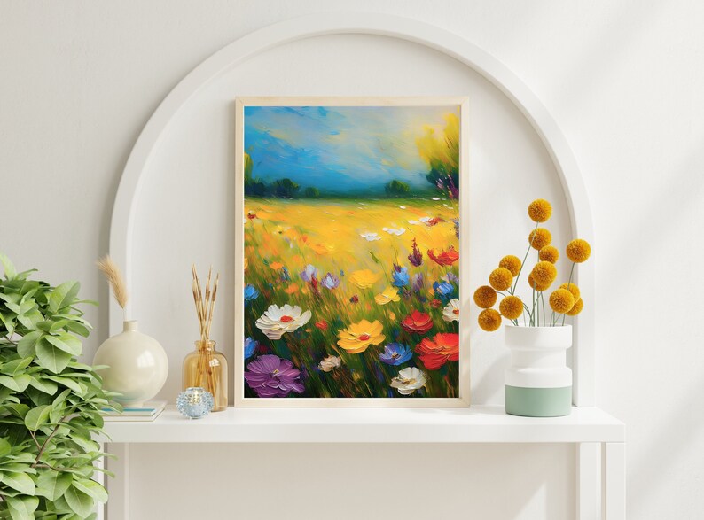 Printable Wildflower Fields Landscape Wall Art Set of 4 Colorful