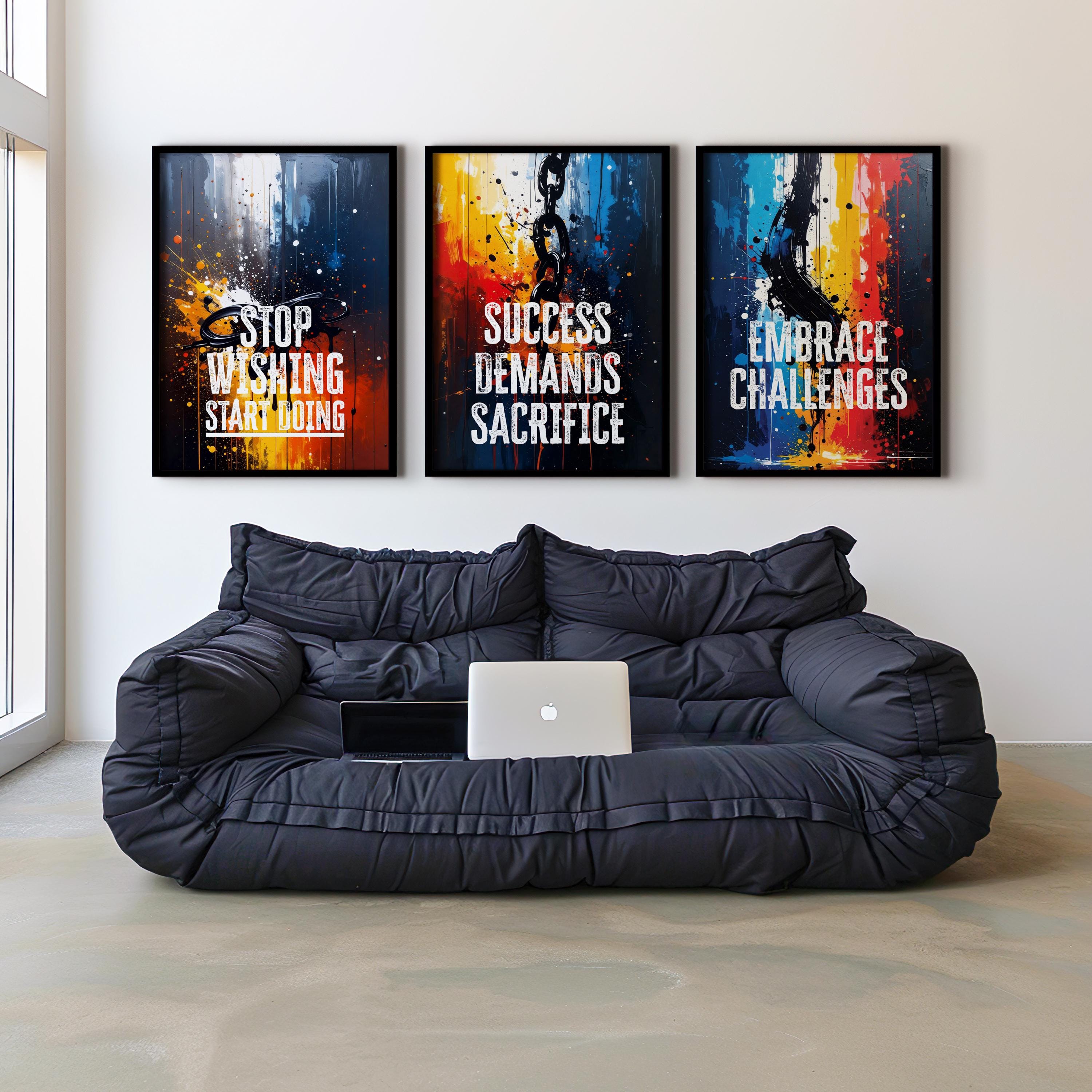 Set of 3 Motivational Posters, Digital Wall Art, Inspirational Quotes ...