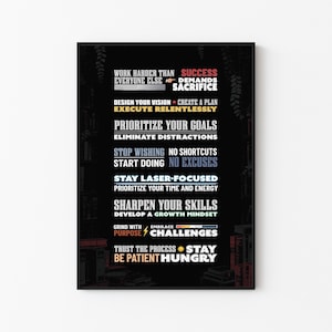 Rules for Success Motivational Poster, Dark Academia Printable Inspirational Wall Art for Office Decor Home Office Wall Decor