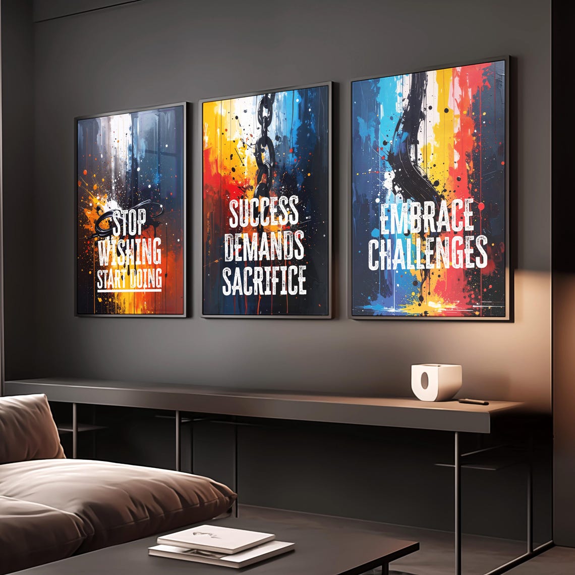 Set of 3 Motivational Posters, Digital Wall Art, Inspirational Quotes ...