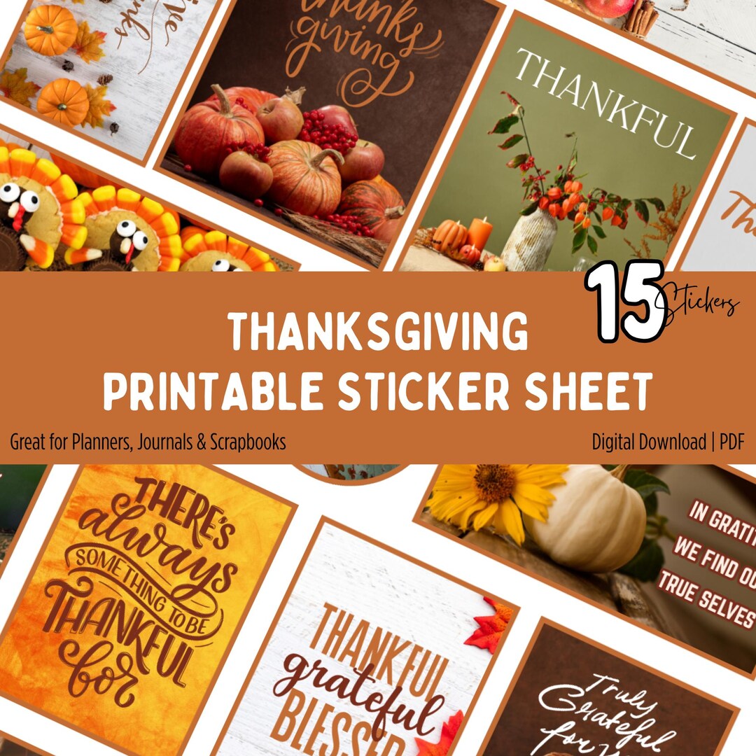 Thanksgiving Printable Sticker Sheet: Motivational Planners, Journaling ...