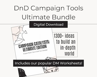 DnD Campaign Planner Bundle | Worksheets and Idea Generators | Over 1300 Ideas to Build Dungeons and Dragons World | Includes future updates