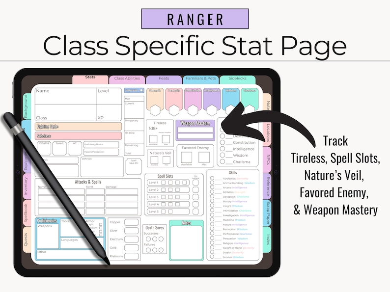 Dnd Ranger Stat Priority Digital Dnd Player Journal: Ranger | 5e Revised 2024 | 148 Pages ...