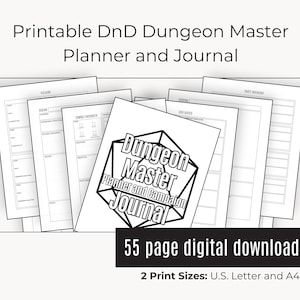 Printable DM Journal | World Building, Initiative Tracker, Session Notes (Digital Download) | A4 and US Letter PDF