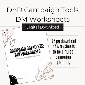 DnD Campaign Planner Worksheets | Organize Your Dungeons and Dragons Adventure | DM Tools | Dungeon Master Reference | 32 Page Printable