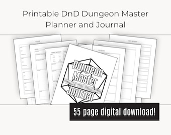 Printable DM Journal & Planner Pages | 55 pages | World Building Tools | Resources | Digital Download | Initiative Tracker | Session Notes