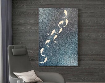 Onderzeese sterrenhemel blauw abstract visolieverfschilderij originele textuur schilderij canvas grote muur kunst zee schilderij woonkamer Home decor