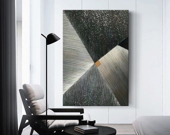 Large Black Abstract Painting Black And Gold Wall Art Gold Artwork Abstract Art Black Textured Wall Art Living Room Home Decor