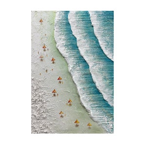 Plage, vagues de l'océan, peinture à l'huile sur toile, natation côtière, grande peinture d'art mural texturé pour l'été, salon, décoration d'intérieur image 8