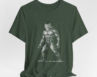 Frogman Shirt | Loveland Frogman Tee | Ohio Cryptid Shirt | Hand Drawn Amphibian Monster | Paranormal Folklore Shirt | Cryptid Creature Tee