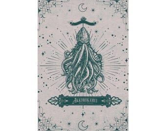 Akkorokamui Kunstdruck | Poster Japanisches Seeungeheuer | Ainu Folklore Kraken Wandkunst | Ozean Mythologie Dekor | Himmlische Krake Illustration