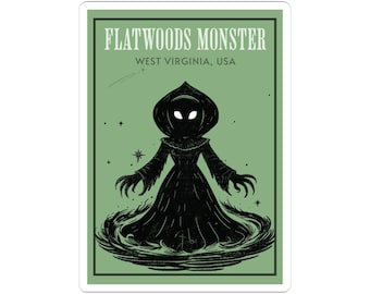 Flatwoods Monster Sticker | Cryptid Sticker West Virginia, Braxie Decal, Folk Horror Vinyl Sticker, Hand Drawn Cryptid Art