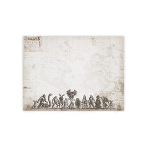 Cryptid Lineup Sticky Notes | Cryptozoology Notepad | Antique Map with Bigfoot Mothman Nessie Jackalope | 8x6 Memo Pad | Archeology Decor