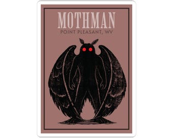 Mottenmann Aufkleber | Point Pleasant WV Cryptid Aufkleber | Appalachian Folklore Paranormal Aufkleber | Gothic Horror Kunst
