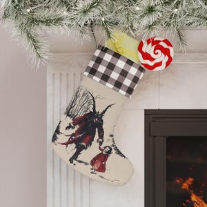 Krampus Christmas Stocking, Holiday Stocking, Vintage Christmas Decor, Dark Christmas Decoration