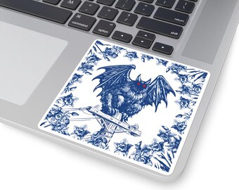 Mothman Sticker | Point Pleasant Cryptid Sticker | Blue Delft Mothman Decal | Appalachian Folklore Sticker | Cryptid Laptop Sticker