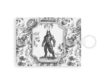 Dogman Wallet Keychain | Faux Leather Cryptid Card Holder | Michigan Dogman Gift | Monochrome Folklore Wallet