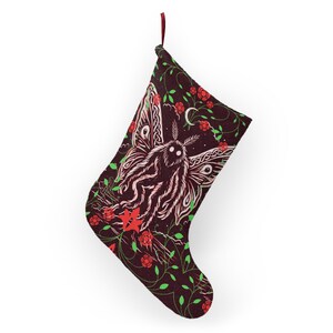 Mothman Christmas Stocking | Cryptid Christmas Decor | Point Pleasant West Virginia Gift | Appalachian Folklore | Gothic Holiday Stocking image 3