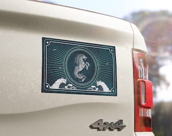 Kelpie Car Magnet | Scottish Water Horse Magnet | Celtic Folklore Art | Mythical Sea Horse Cryptid Gift