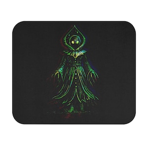 Flatwoods Monster Mouse Pad | Neon Glitch Cryptid Mousepad | Braxie Desk Mat | Green Monster Gaming Mouse Pad | UFO Paranormal Gift