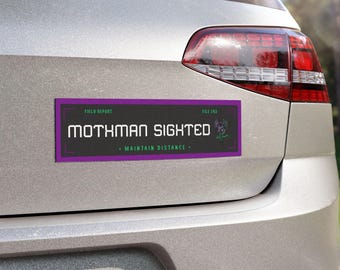 Mothman Sighted Car Magnet | Maintain Distance | Cryptid Research Division Magnet | Point Pleasant WV Folklore