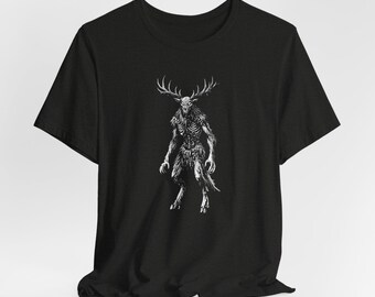 Wendigo Shirt | Cryptid Shirt Deer Skull Horror Tee, Appalachian Folk Horror Shirt, Hand Drawn Gothic Creature Tee