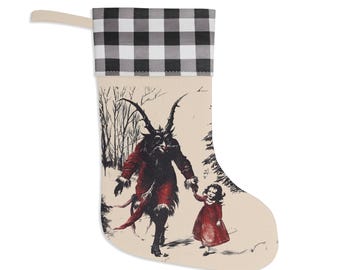 Krampus Christmas Stocking, Holiday Stocking, Vintage Christmas Decor, Dark Christmas Decoration