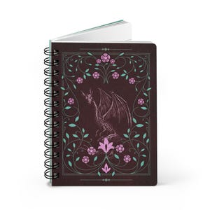 Jersey Devil Notebook | Pine Barrens Folklore Journal | Floral Cryptid Spiral Notebook | Hand Drawn Gothic Writing Journal