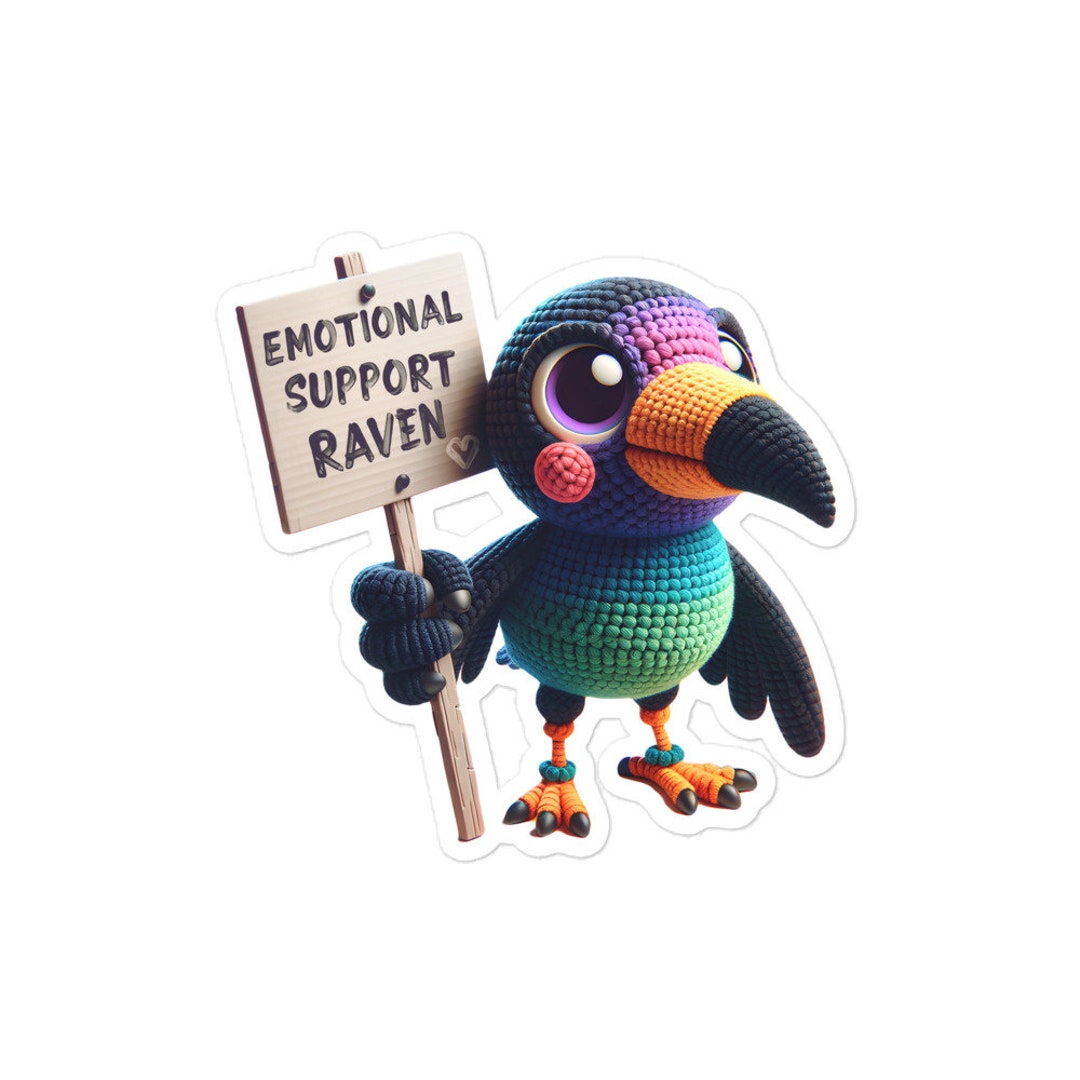 Emotional Support Raven: Vinyl Waterproof Sticker - Therapy Humor ...