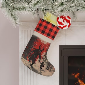 Krampus Christmas Stocking, Holiday Stocking, Vintage Christmas Decor, Dark Christmas Decoration