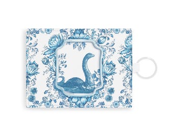 Blauwe Delfts Nessie Portemonnee Sleutelhanger | Kaarthouder van imitatieleer Loch Ness Monster | Schots folklorecadeau | Chinoiserie Cryptid-portemonnee