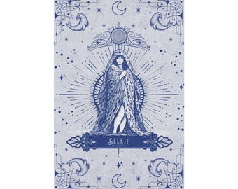 Selkie Kunstdruck | Poster Keltischer Meeresgeist Schottische Folklore Wandkunst | Siegel Frau Mythos Illustration | Küsten Mythologie Dekor