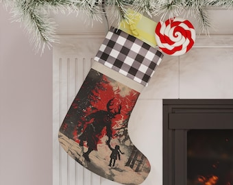 Krampus Christmas Stocking, Holiday Stocking, Vintage Christmas Decor, Dark Christmas Decoration