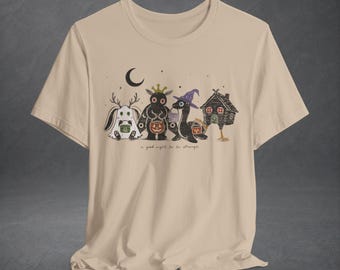 T-shirt Halloween Cryptide | Mothman Nessie Jackalope Baba Yaga | T-shirt mignon pour Halloween | T-shirt Halloween bizarre | T-shirt folklorique