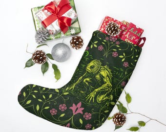 Chaussette de Noël de l'Homme-Grenouille de Loveland | Chaussette de Noël Cryptide de l'Ohio | Créatures des marais et légendes de l'Homme-Lézard | Décorations de Noël insolites | Cadeau Cryptide