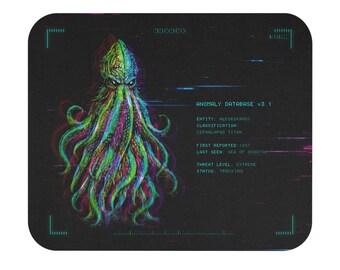 Sea Monster Mouse Pad | Akkorokamui Desk Mat | Glitch Cryptid Mousepad | Anomaly Database | Japanese Folklore Cyberpunk Gaming | Y2K Gift