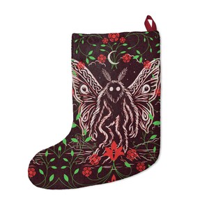 Mothman Christmas Stocking | Cryptid Christmas Decor | Point Pleasant West Virginia Gift | Appalachian Folklore | Gothic Holiday Stocking image 4