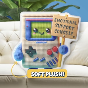Plush Gaming Console Pillow | Emotional Support Console | Gaming Mental Health Gift | Dopamine Decor | Cozy Retro Gamer