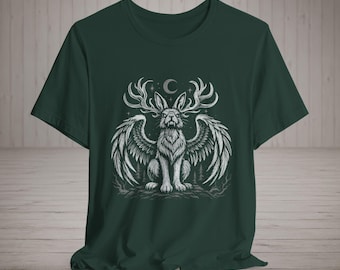 T-shirt Wolpertinger | T-shirt Cryptide du folklore allemand | T-shirt Créature mythique bavaroise | T-shirt Jackalope ailé | Cadeau créature étrange