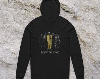 Sweat à capuche inspiré des méchants de la série télévisée | T-shirt « Respectez les locaux » | L'homme en jaune | Sweat-shirt Fromville Horror | T-shirt à capuche cadeau de la série télévisée FROM