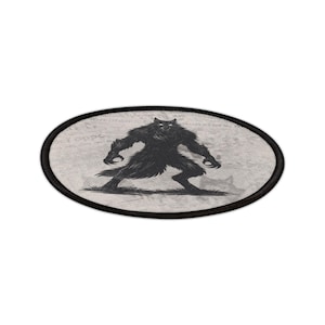Dogman Aufnäher | Cryptid Aufnäher | Appalachen Hundemensch | Handgezeichneter Werwolf Aufnäher | Bügelbild | Cryptid Sichtungs Aufnäher | Horror Aufnäher Bild 5