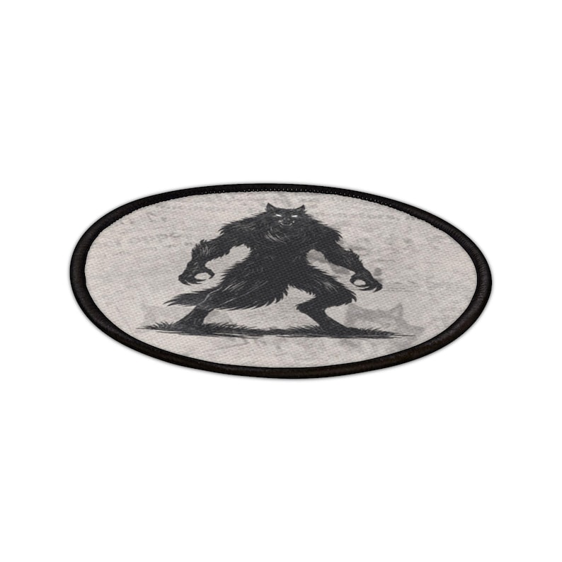 Dogman Aufnäher | Cryptid Aufnäher | Appalachen Hundemensch | Handgezeichneter Werwolf Aufnäher | Bügelbild | Cryptid Sichtungs Aufnäher | Horror Aufnäher Bild 5