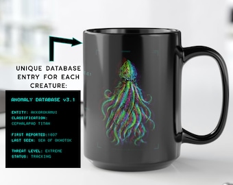 Sea Monster Coffee Mug | Akkorokamui Mug | Glitch Cryptid Decor | Anomaly Database Cup | Japanese Folklore Gift | Ocean SciFi Horror
