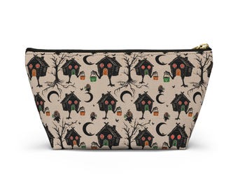 Trousse de maquillage Baba Yaga | Trousse cosmétique de sorcière | Pochette folklorique slave | Trousse de toilette Halloween | Pochette zippée « hutte de Baba Yaga » | Cadeau sorcière